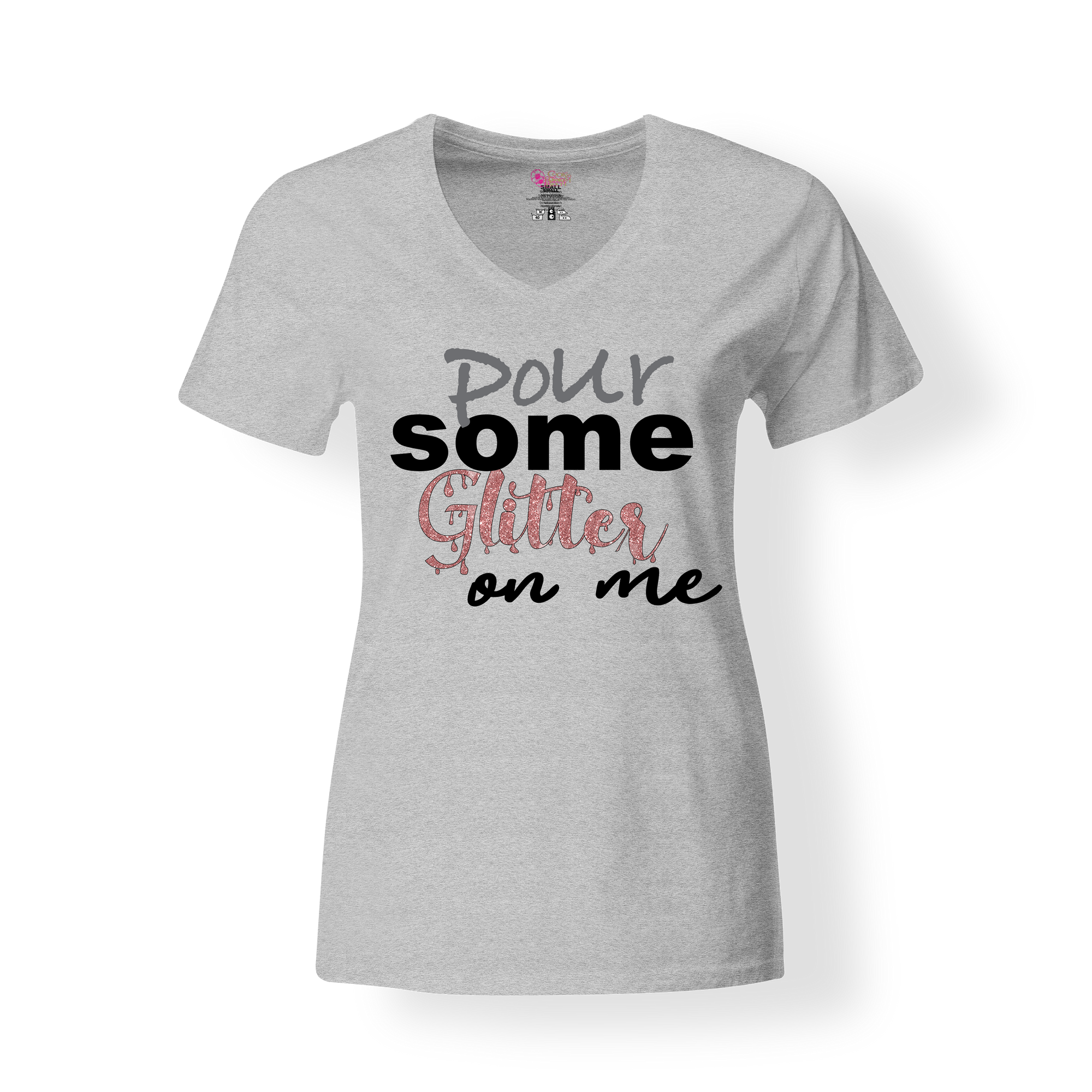 CookiBloom shirts S / Gray / Hot Pink Glitter Pour Some Glitter on Me Shirt
