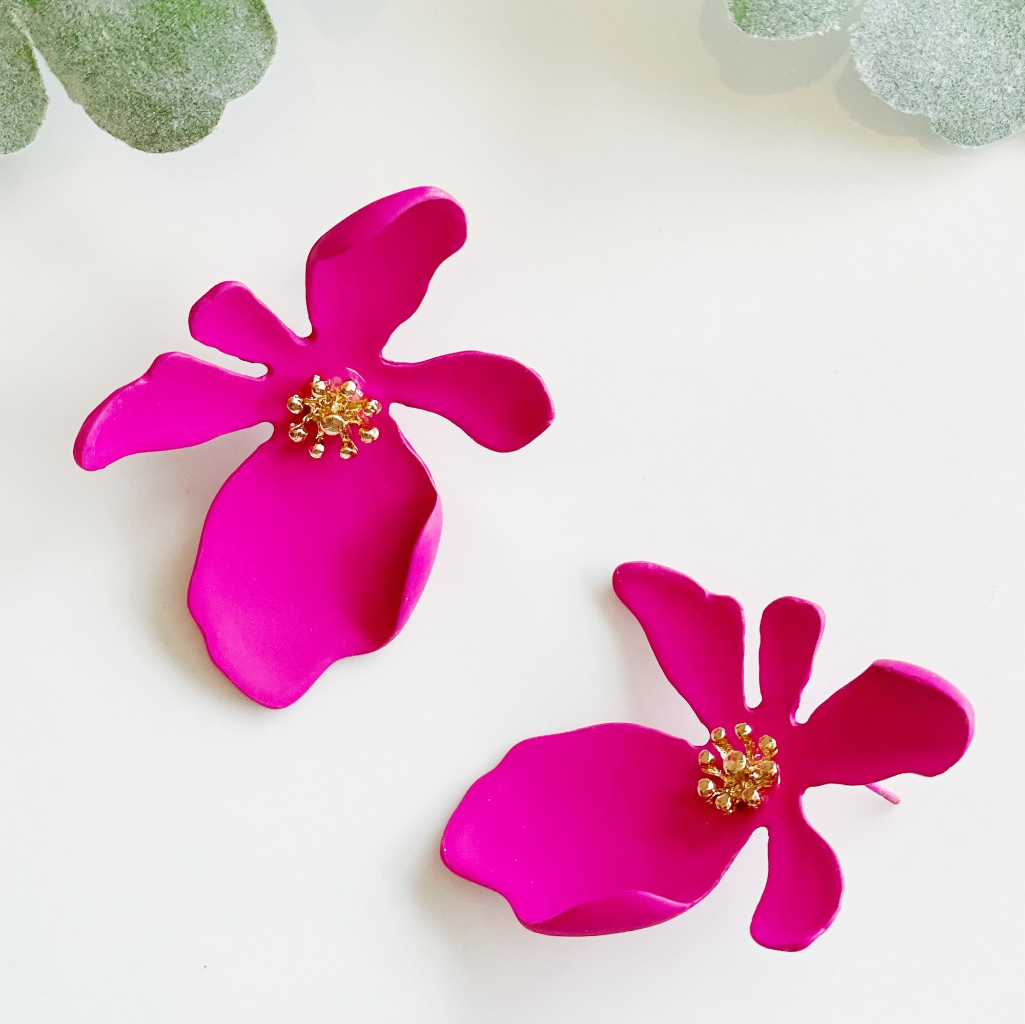 Women's pink floral earrings