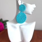 CookiBloom Jewelry Aqua Round Drop Seed Bead Earrings