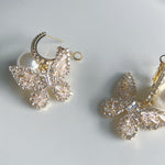 CookiBloom Earrings Butterfly Pearl Rhinestone Huggie Earrings