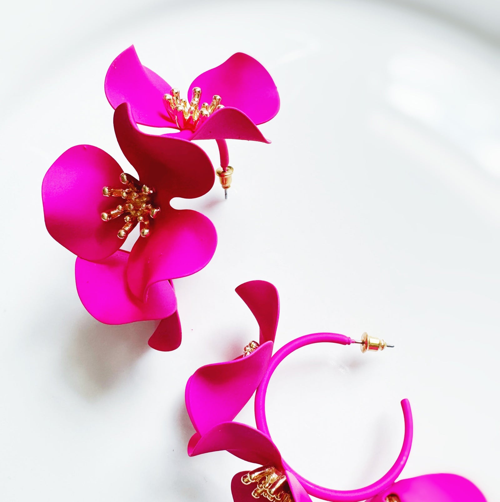 CookiBloom Earrings Summer Storm Pink Hoop Earrings