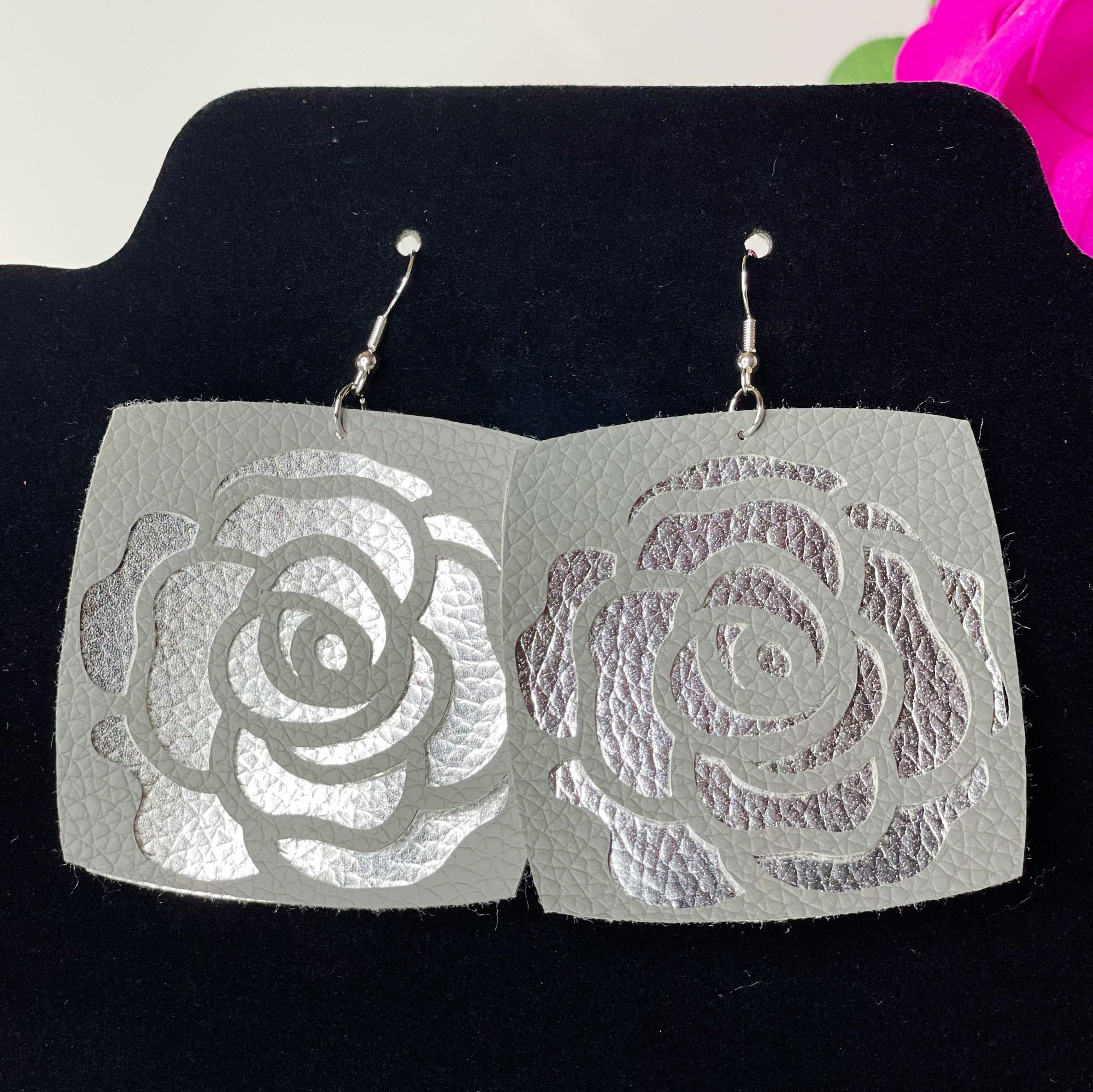 CookiBloom earrings Copy of Gray & White Double Block Earrings