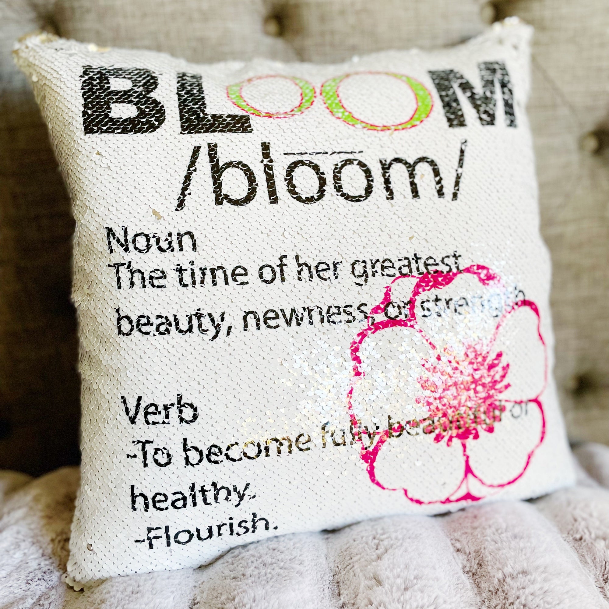 CookiBloom Define Bloom Sequin Pillow