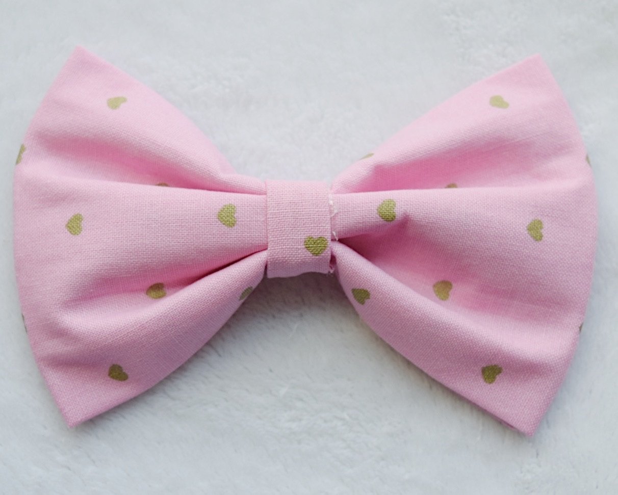 CookiBloom hair bows Golden Hearts Pink Hair Bow