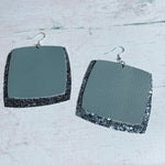 CookiBloom Earrings Gray & Silver Glitter Leather Earrings