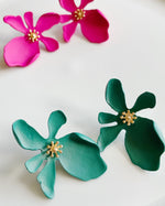 CookiBloom Jewelry Green Exotic Bloom Pink Earrings