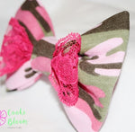 CookiBloom hair bows Hot Pink Camo Hair Bow
