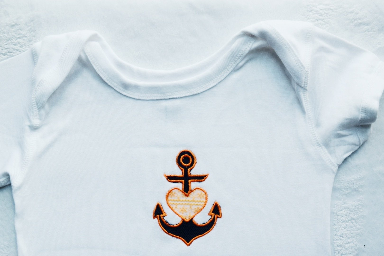 CookiBloom girls shirts Orange & Navy Blue Anchor T-shirt