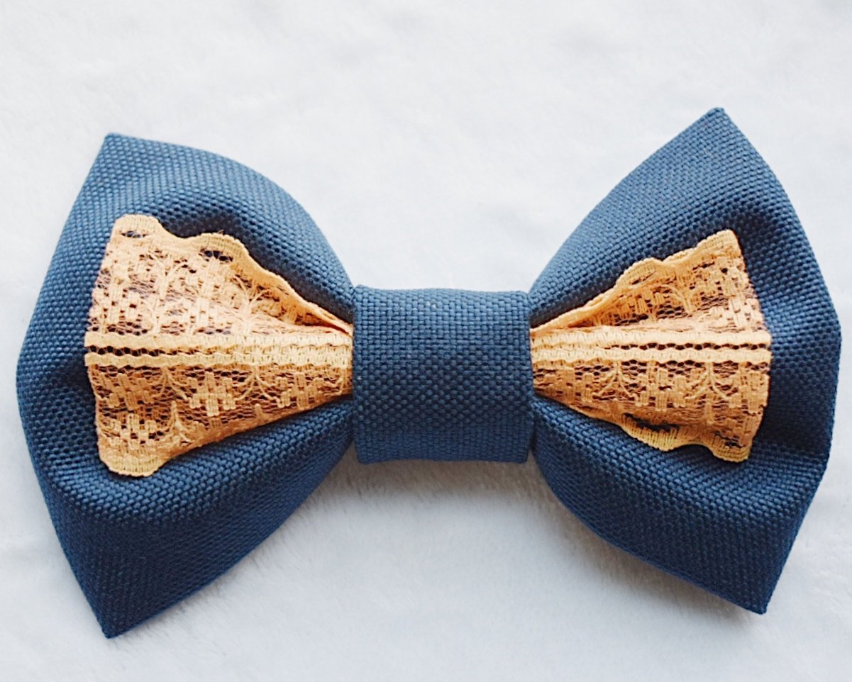 CookiBloom hair bows Orange & Navy Blue Hair Bow