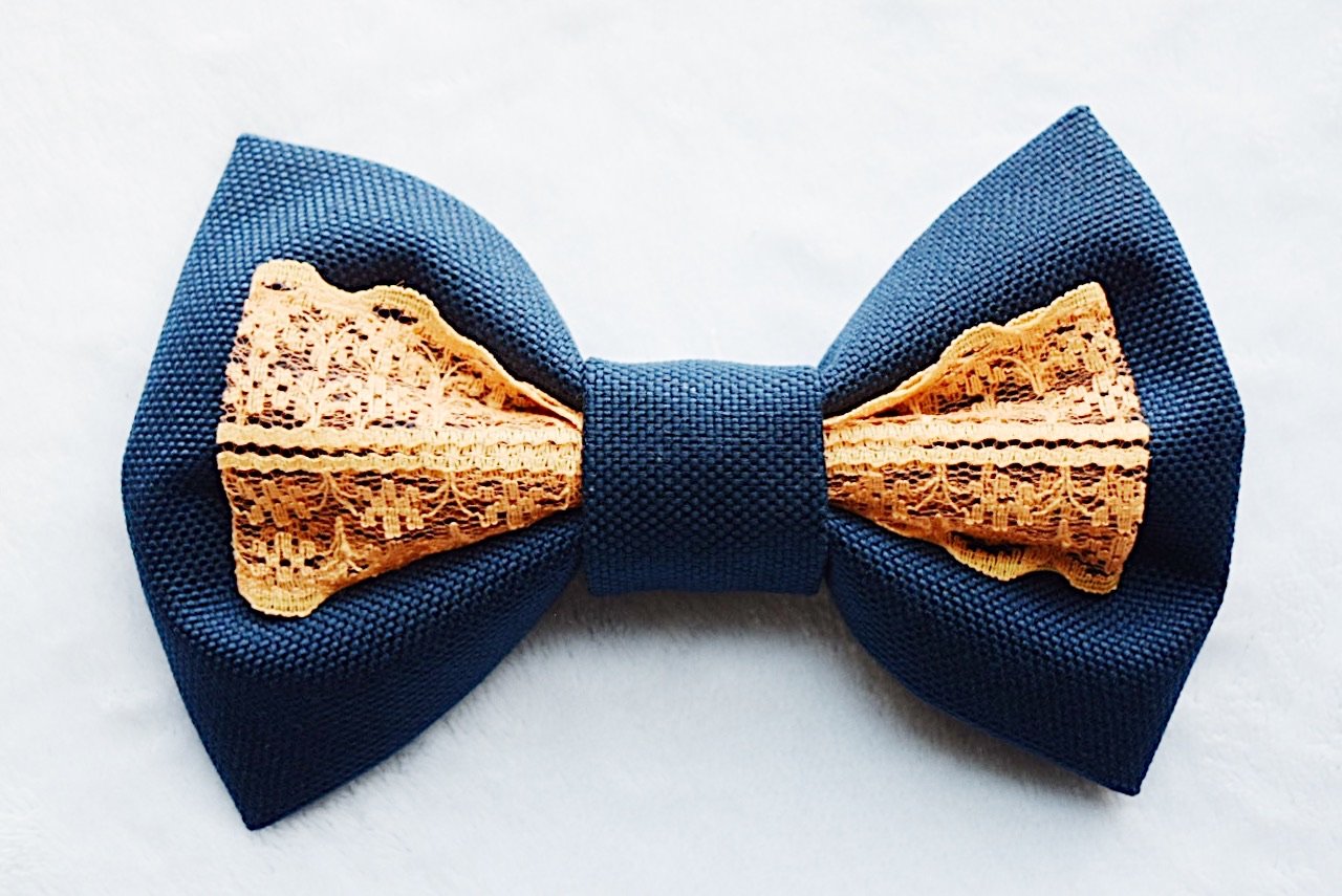 CookiBloom hair bows Orange & Navy Blue Hair Bow