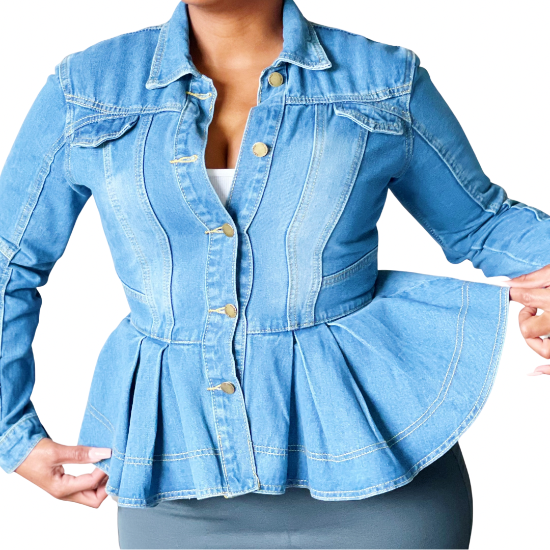 Plus size peplum denim jacket best sale