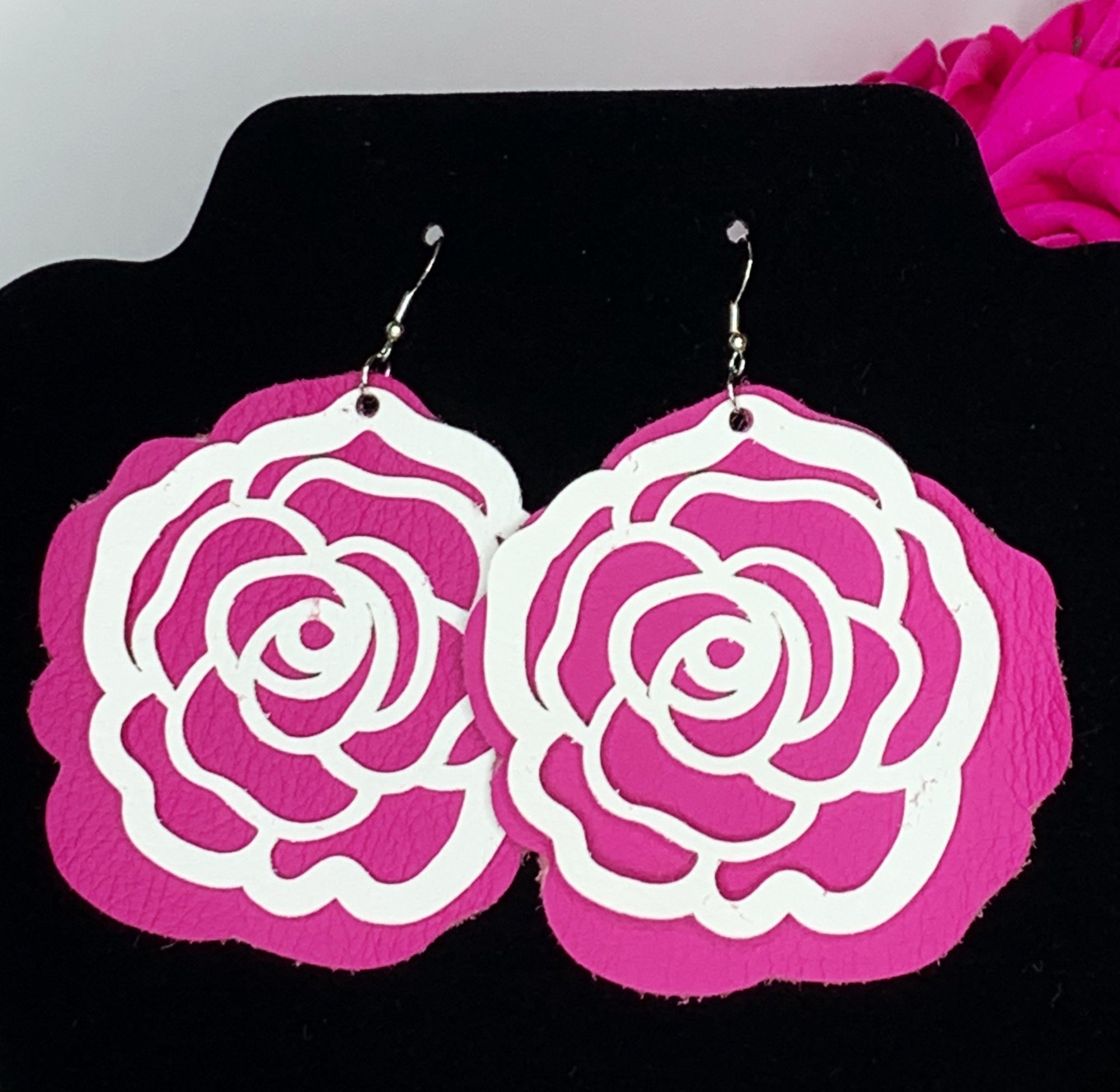 CookiBloom earrings Pink Leather Bloom Earrings