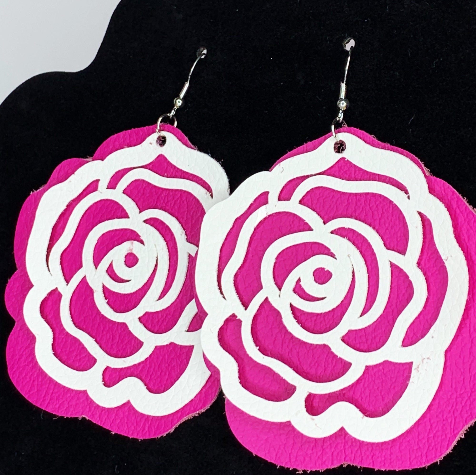 CookiBloom earrings Pink Leather Bloom Earrings