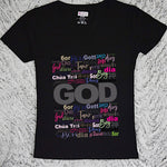 CookiBloom shirts S / Black / Multicolor GOD in Translation Shirt