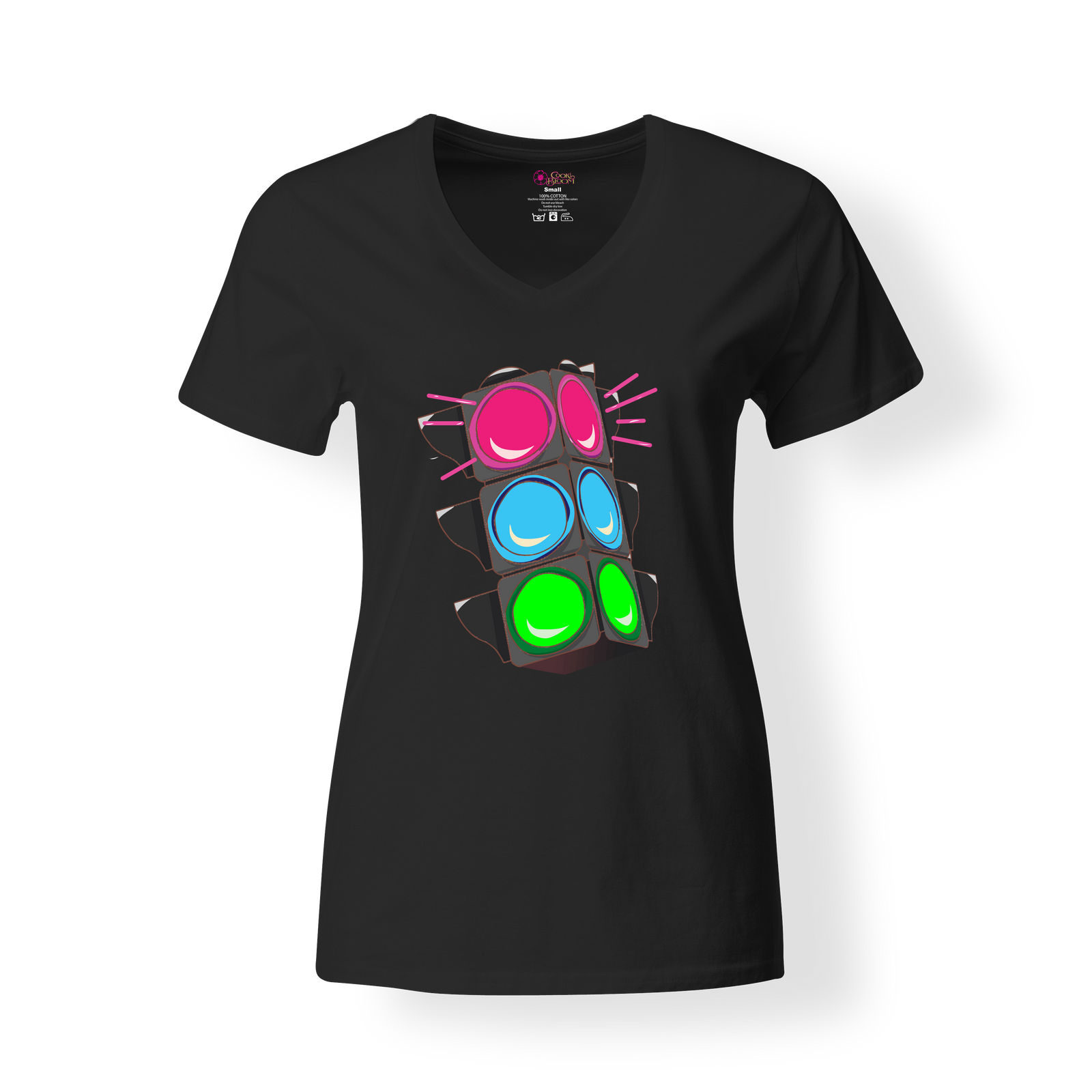 CookiBloom Shirts & Tops S / Black Pink Traffic T-Shirt