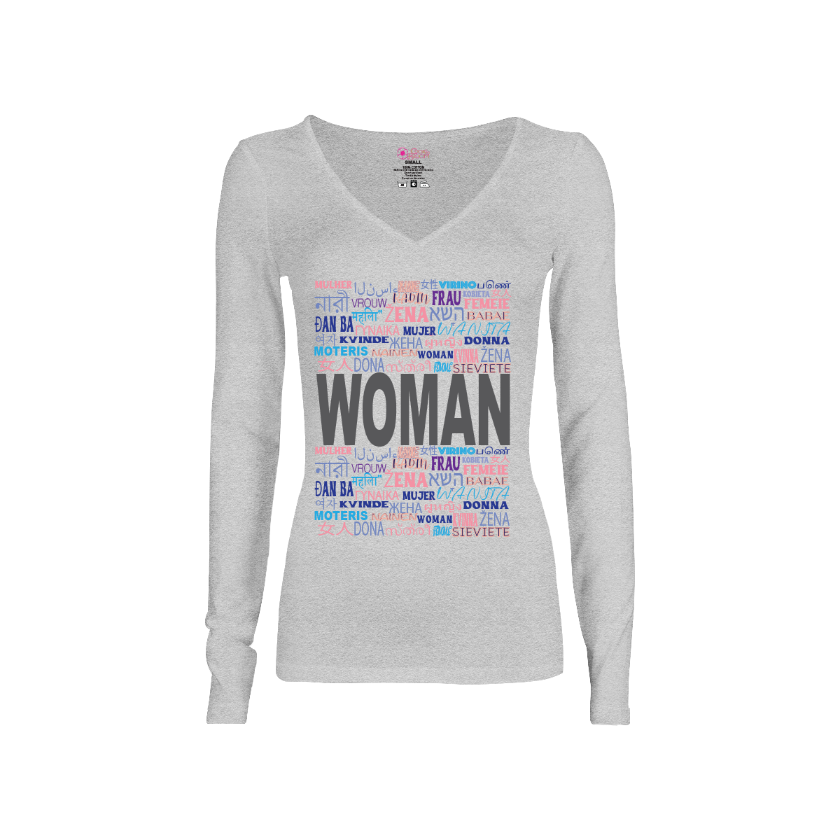 CookiBloom shirts Woman in Many Languages Long-Sleeve Shirt