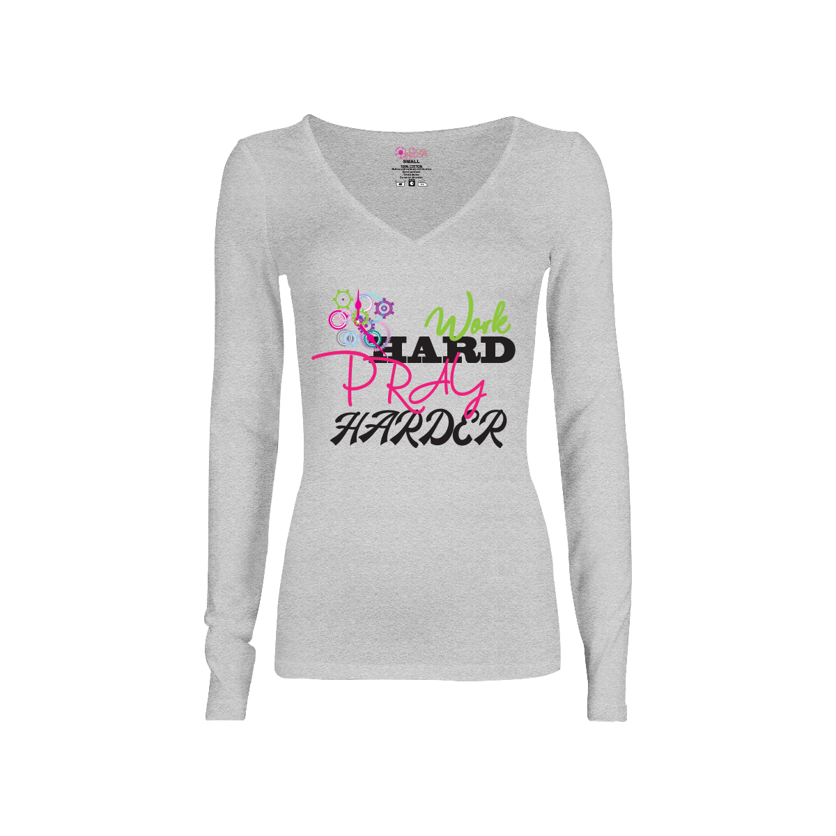 CookiBloom shirts Work Hard Pray Harder Long-Sleeve Shirt