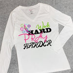 CookiBloom shirts Work Hard Pray Harder Long-Sleeve Shirt